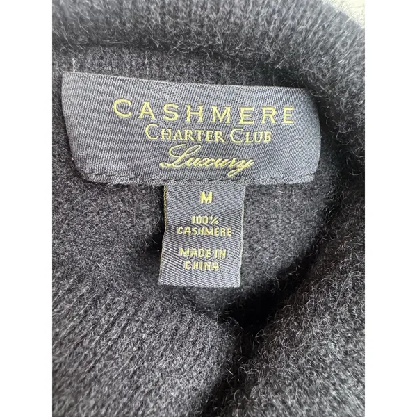Charter Club Luxury Cashmere Turtleneck Sweater Women M Black Pullover - Image 6