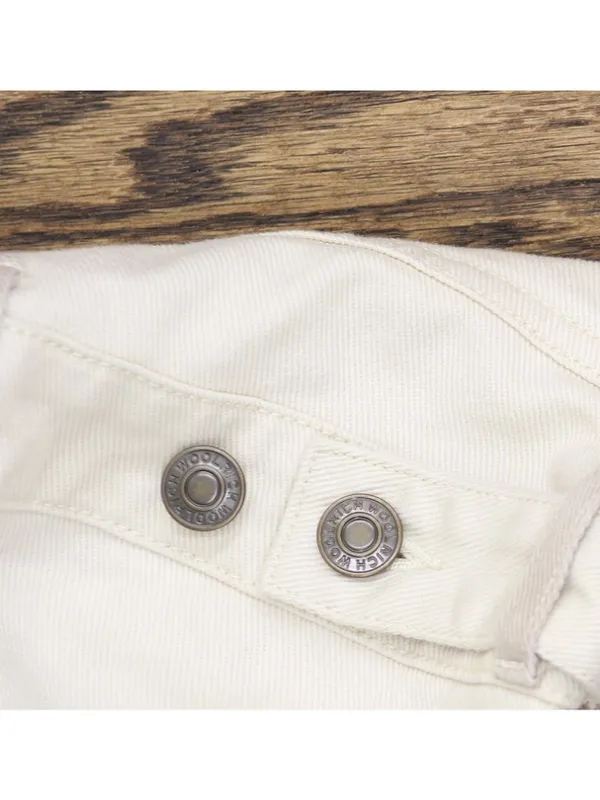 Woolrich X TGT Western Button Down Cotton Denim Jumpsuit Cream Off White 12 - Image 6