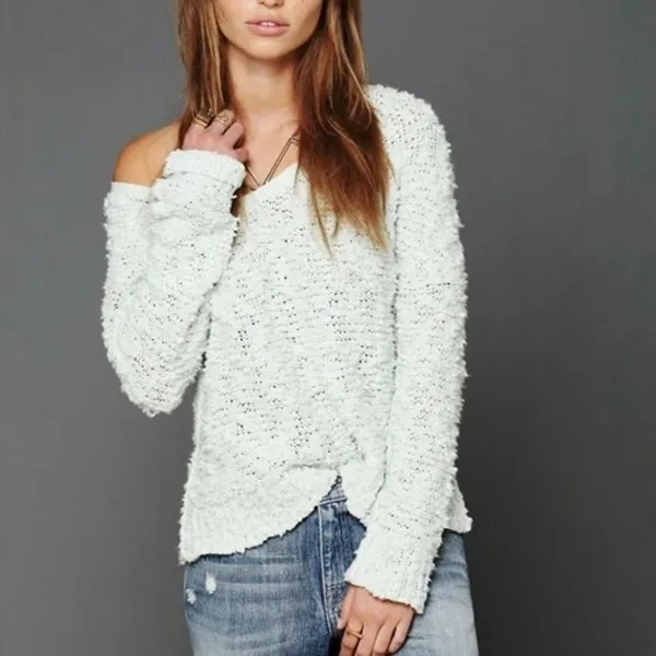 Free People Songbird Shaggy Knit Pullover Sweater Chunky Oversize Medium Seafoam - Image 3