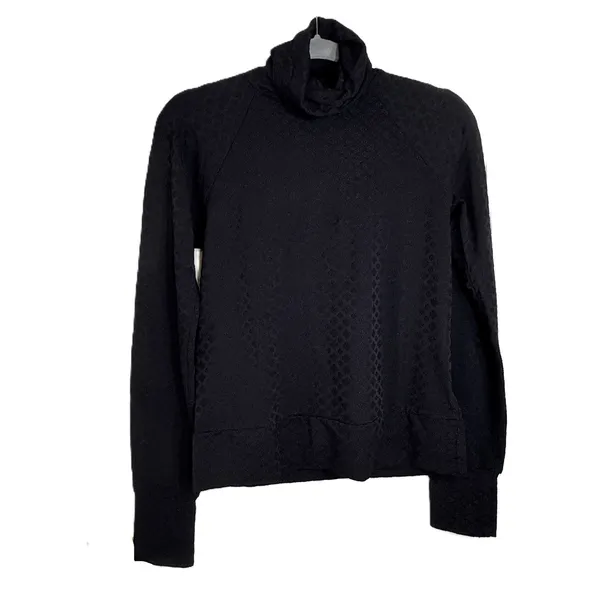 NEW Fitigues Black Textured Floral Turtleneck Top Womens Medium Vintage Y2K Goth - Image 10