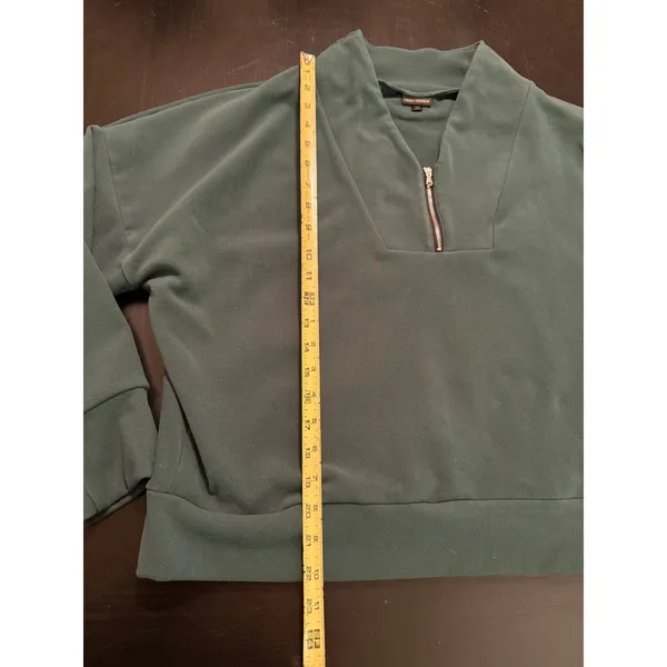 Coco + Carmen Womens Forest Green Quarter Zip Fleece‎ Pullover Sweatshirt L/XL - Image 3