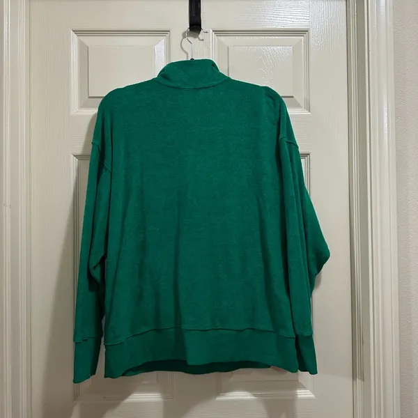 Offline by Aerie quarter zip pullover green terry cloth size medium - Image 5