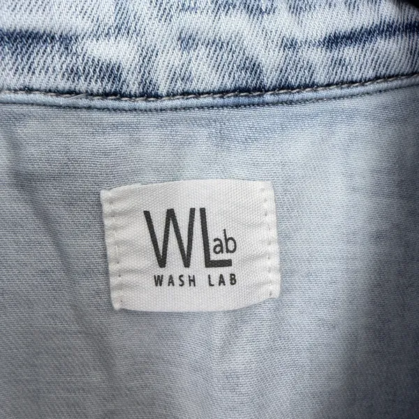 WASH LAB Dress Womens Size Small Blue Denim Sleeveless Button Front Maxi Raw Hem - Image 5