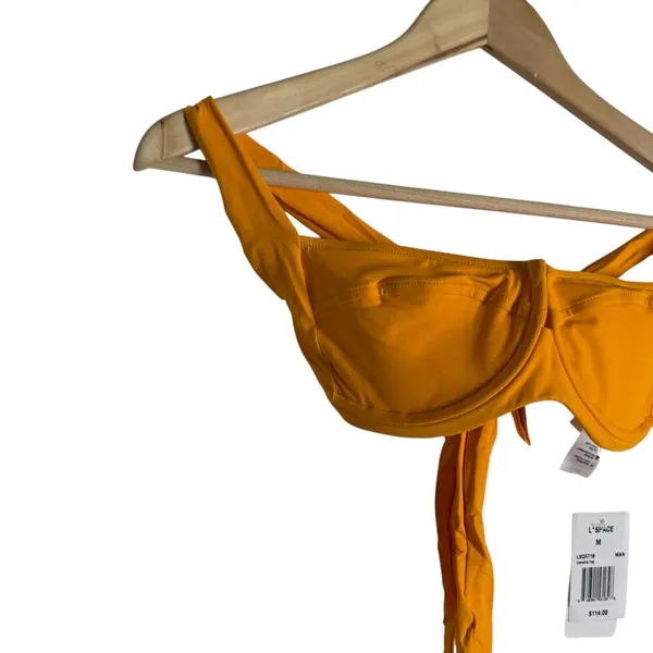 L*Space Camellia Mango Orange Balconette Underwire Bikini Swim Top Size M - Image 4