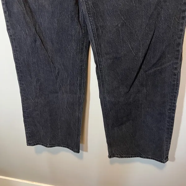 Old Navy Curvy Extra High-Rise Wide Leg Jeans Washed Black Size 12 Stretch Denim - Image 3