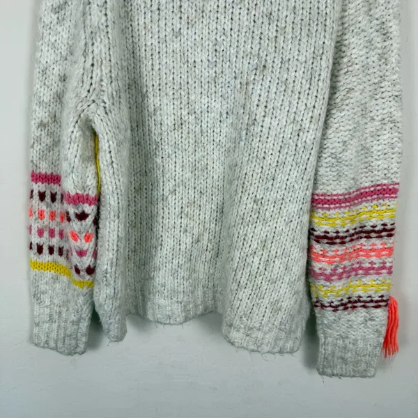 BDG Urban Outfitters Anissa Cream Knit Multicolored Fringe Mockneck Sweater - Image 11