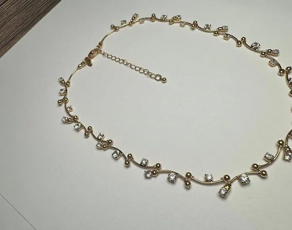 Monet Clear Rhinestone Gold Tone Necklace Signed - Image 8