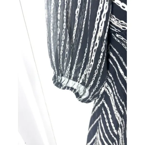 DKNY Women's Chain Print Wrap Front Dress Black White Size 16 - Image 6