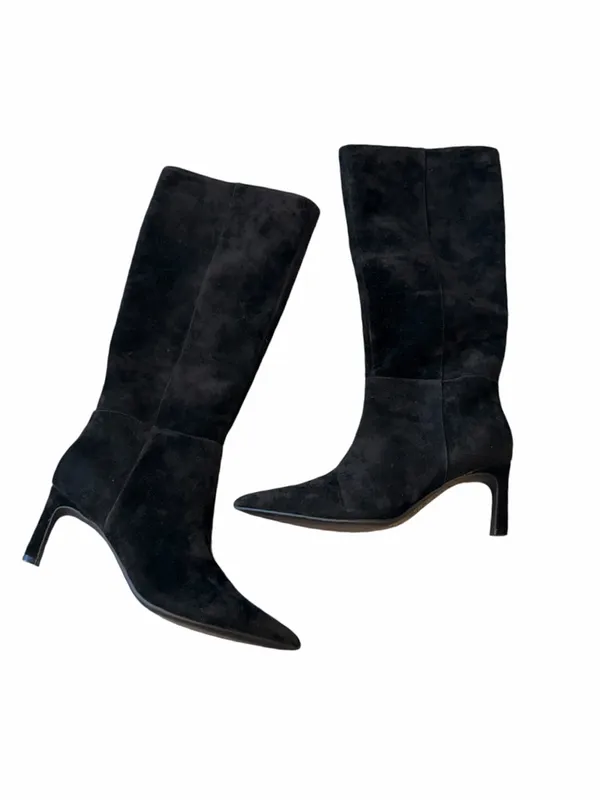 Nine West NEW Marc Fisher Genuine Leather Pull On Tall Boot Black SZ-9M - Image 2