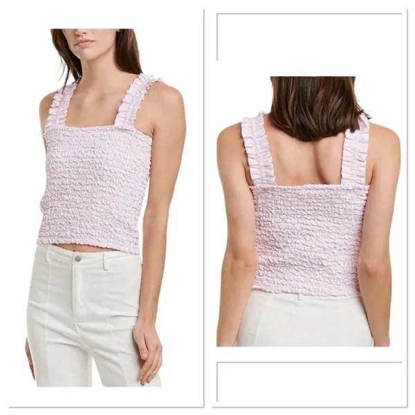 Petersyn x Revolve Smocked Tami Tank Top Striped‎ Melon Orange Size Large New - Image 2