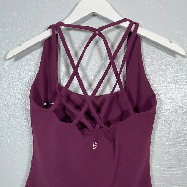 Buffbunny Collection Women S Purple Maroon Revolution Tank Built in Bra Strappy - Image 6