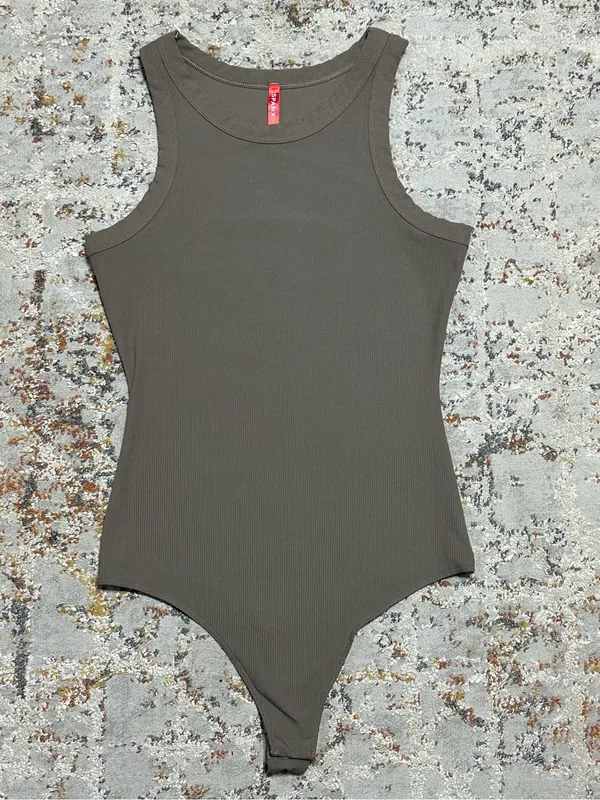 Spanx Suit Yourself Racerback Ribbed Bodysuit color smoke size Small - Image 3