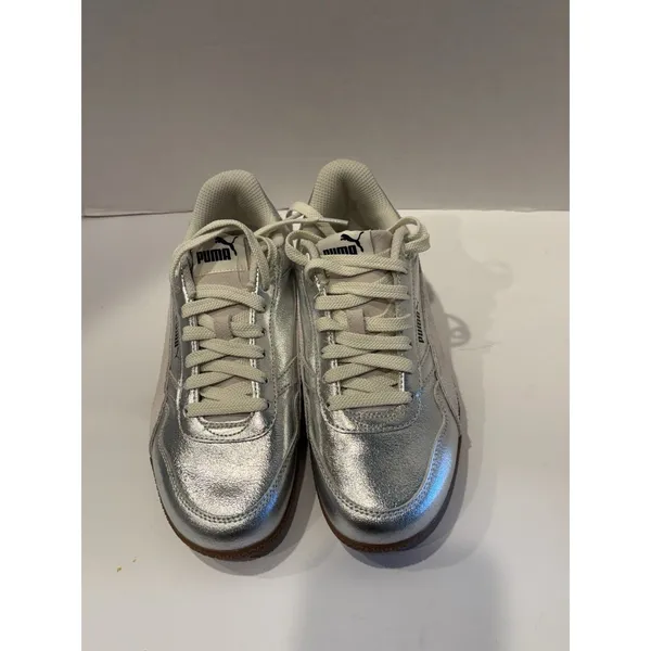 PUMA Bella Donna low-top lifestyle sneakers in a metallic silver finish 6.5 - Image 3