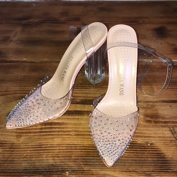 Azalea wang gamma nude PVC heels wedding heels formal wide heels 37 rhin… - Image 3
