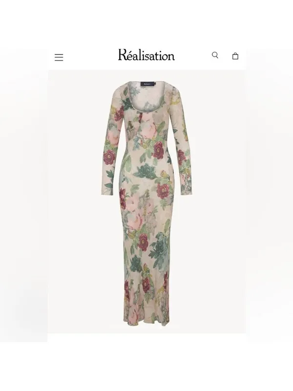 Realisation Par THE INKA in Ethereal Floral Long Sleeve Dress, M - Image 3
