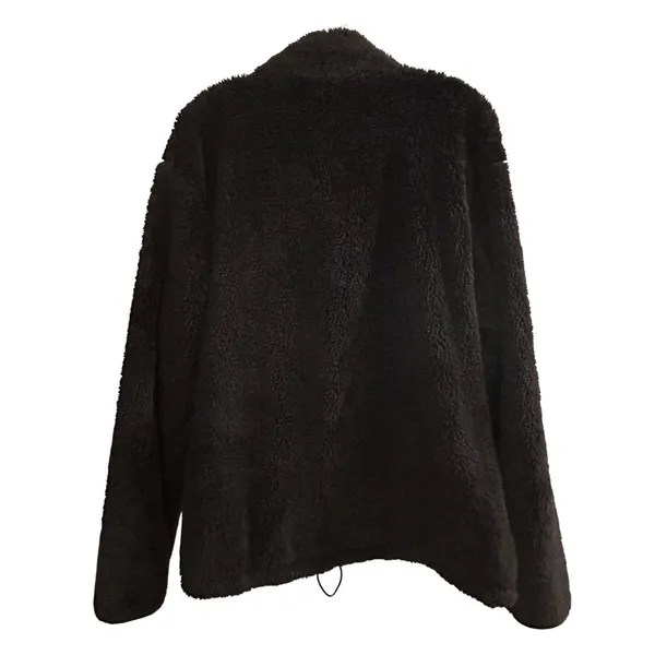 Victoria's Secret PINK Black Fuzzy Fleece Sherpa 1/4 Zip Pullover Jacket L‎ - Image 2