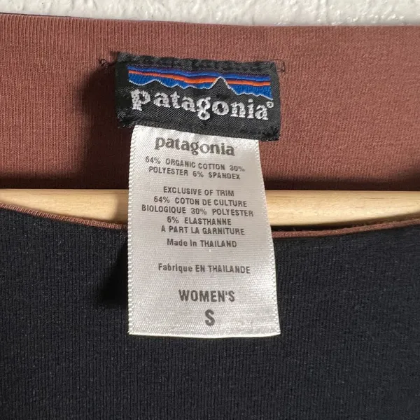 Patagonia Solid Black Organic Cotton Blend Boat Neck Long Sleeve Shirt Size S - Image 7