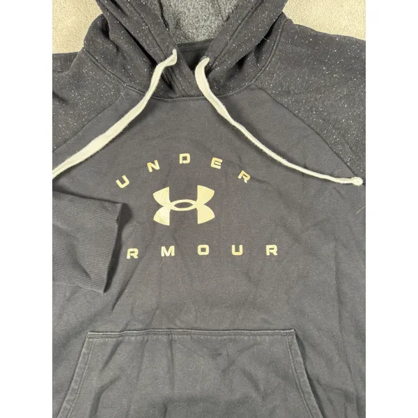 Under Armour Women's‎ XL Black Hoodie White Wording Hooded Sweatshirt Boxy Fit - Image 2