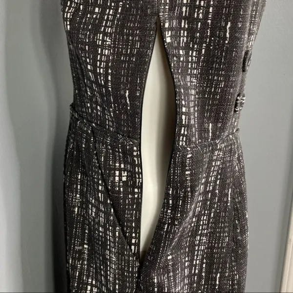 J. Crew Grey White Sleeveless Midi Dress Pocket Capsule Wardrobe Career Casual 6 - Image 3