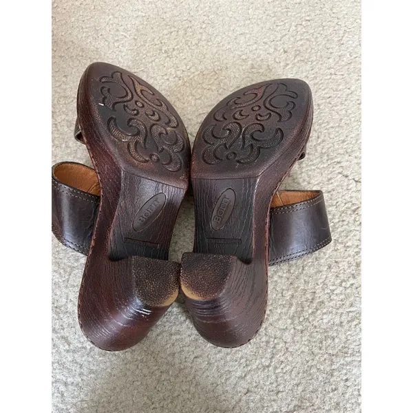 Born Sandals Sz 8M Salima Brown Leather Chunky Cushioned Summer Vacation Cruise - Image 4