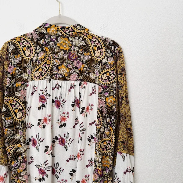[Jane & Delancey] Mixed Floral Print Button Down Oversized Boho Blouse Sz Large - Image 8