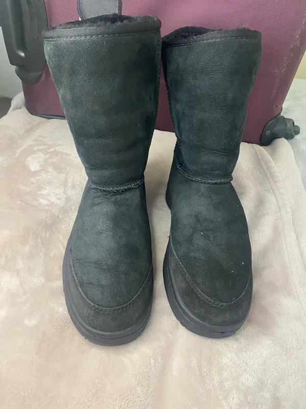 UGG Australia Classic Short Black Suede Boots women size 8 - Image 2