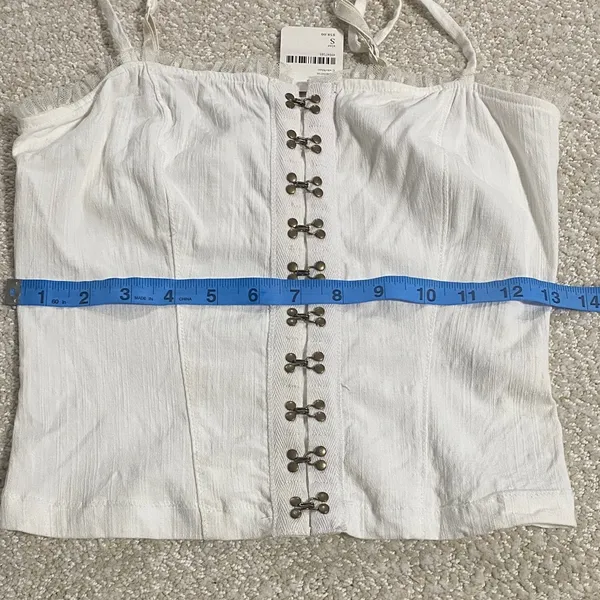 Free People White Lace-Trimmed Tank Size S - Image 8