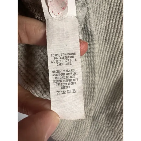 OFFLINE by Aerie Heather Gray‎ Waffle Knit V-Neck Long Sleeve Top Small - Image 6