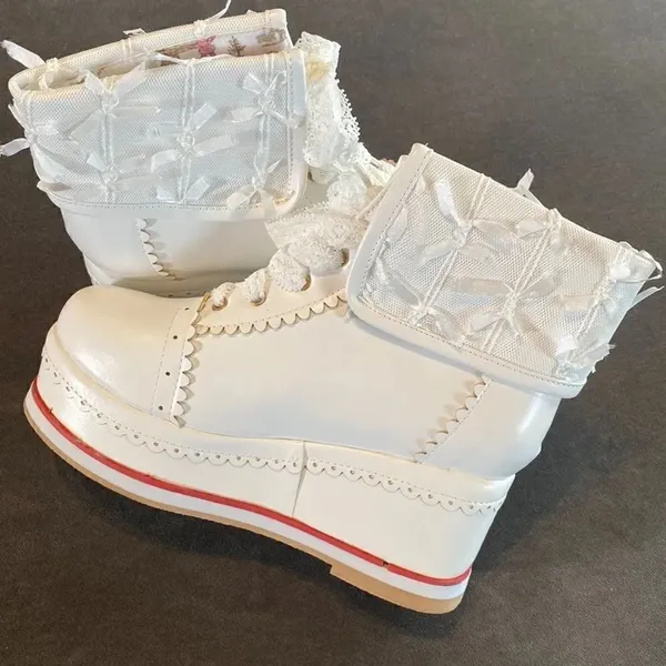 Women’s Platform Wedge Boots White Size EU 37 (6.5 US) NEW - Image 8