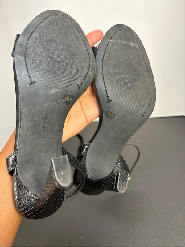 Black Heels Strappy High Heel Textured Sandals Vince Camuto - Image 9
