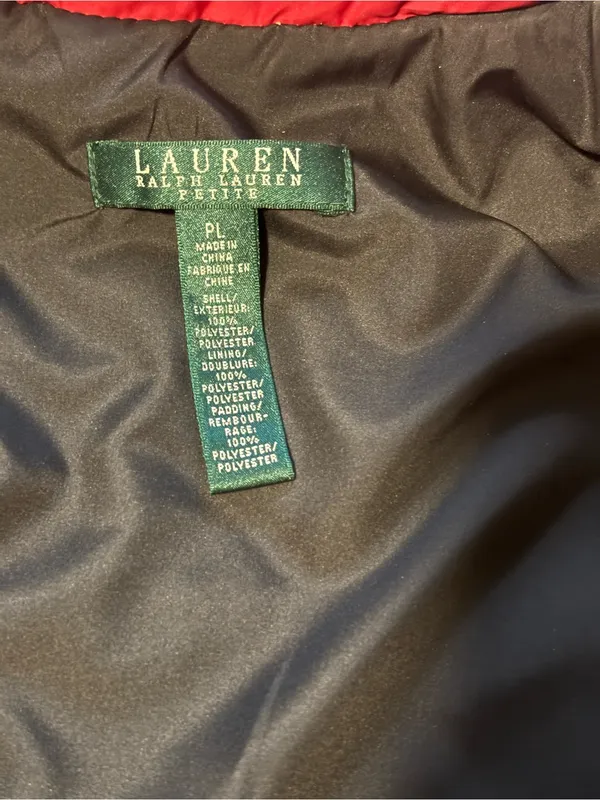 Lauren Ralph Lauren Red Quilted Zip-Up Vest Petite‎ Large PL⁠ - Image 7