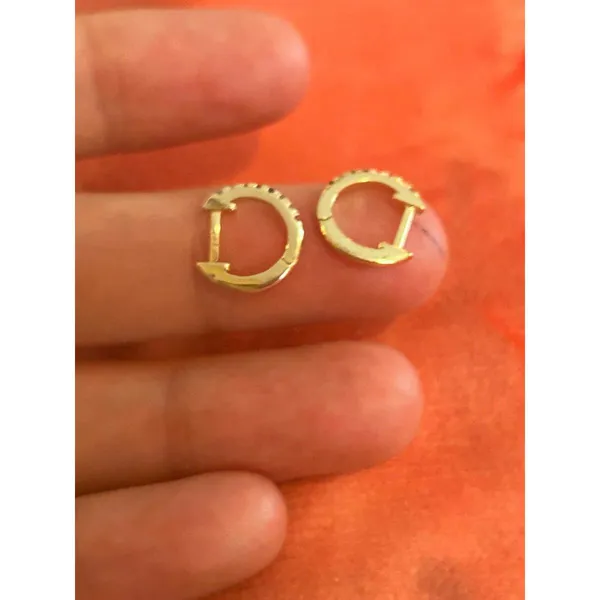 B257 tiny gold tone hoops 925 sterling silver Orange - Image 3