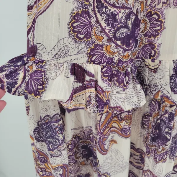 Band of the Free Paisley Maxi Dress Womens Size S‎ Cream Purple Boho Beachy NWT - Image 8