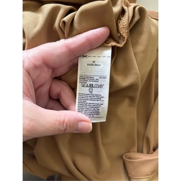 Banana Republic Modal Tie Waist Midi Dress Tan Size M Minimalist - Image 3