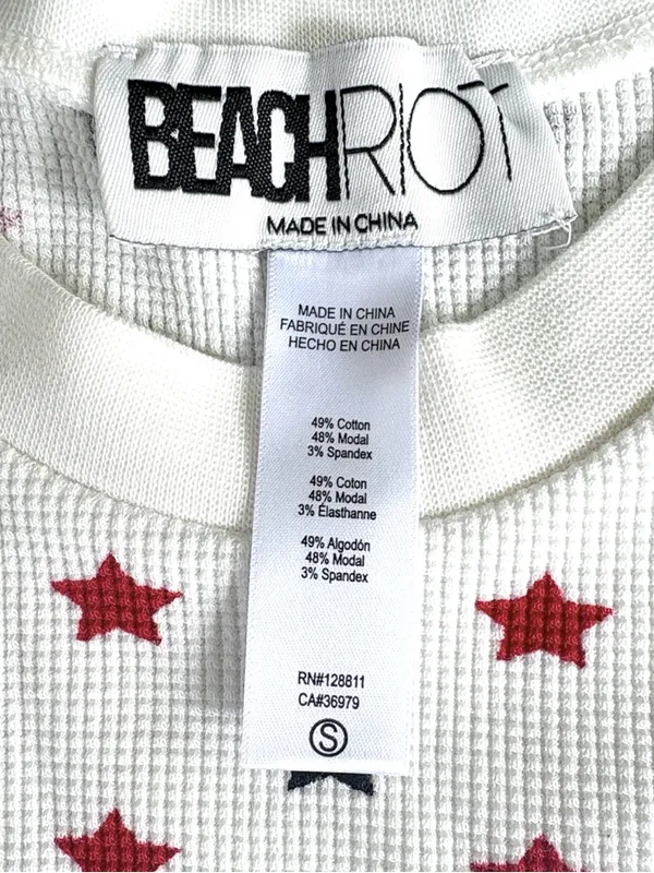 Like New BEACH RIOT Bay Thermal Sleep Set Americana Star Pattern Size Small - Image 8