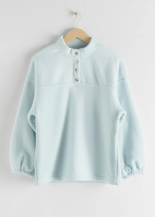 & other stories Fleece Mock Neck Pullover Sweatshirt - Image 2