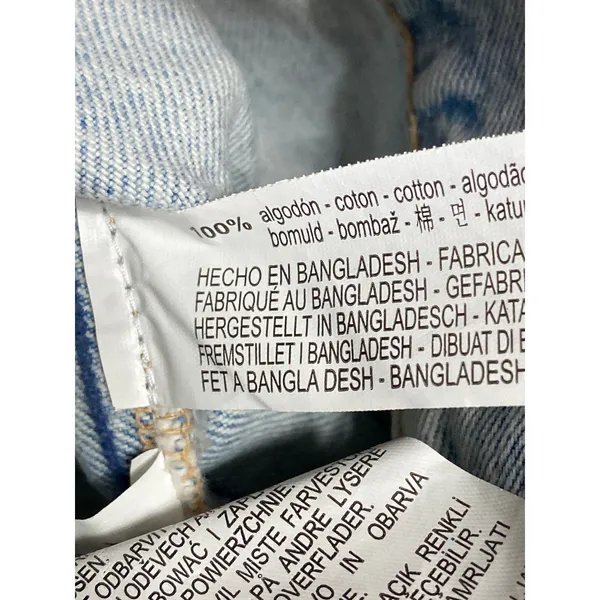 Zara Blue Acid Wash Long Sleeve Pockets Button Down Crop Denim Coat Jacket Sz S - Image 4