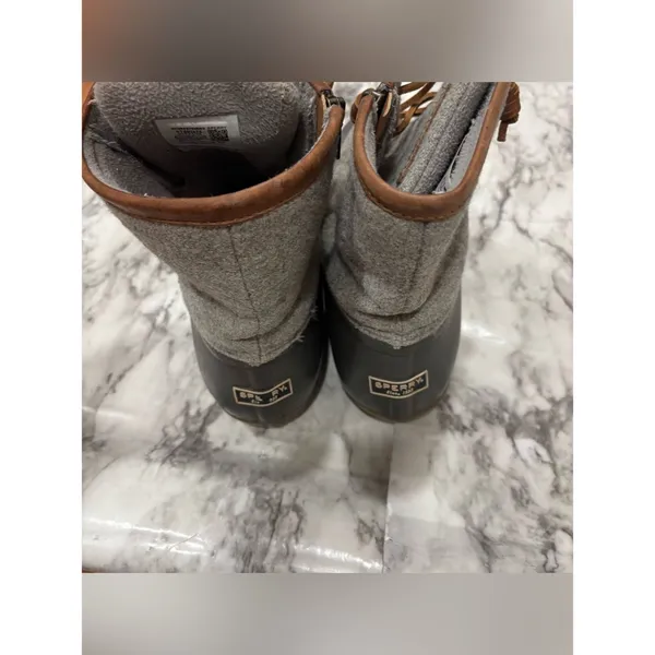 Sperry Saltwater Top-sided wool boot lace up grey gray size 10 winter rain - Image 5