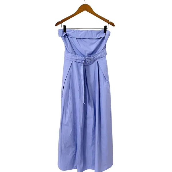 Lulus Trendsetting Choice Periwinkle Strapless Midi Dress With Pockets size M - Image 4
