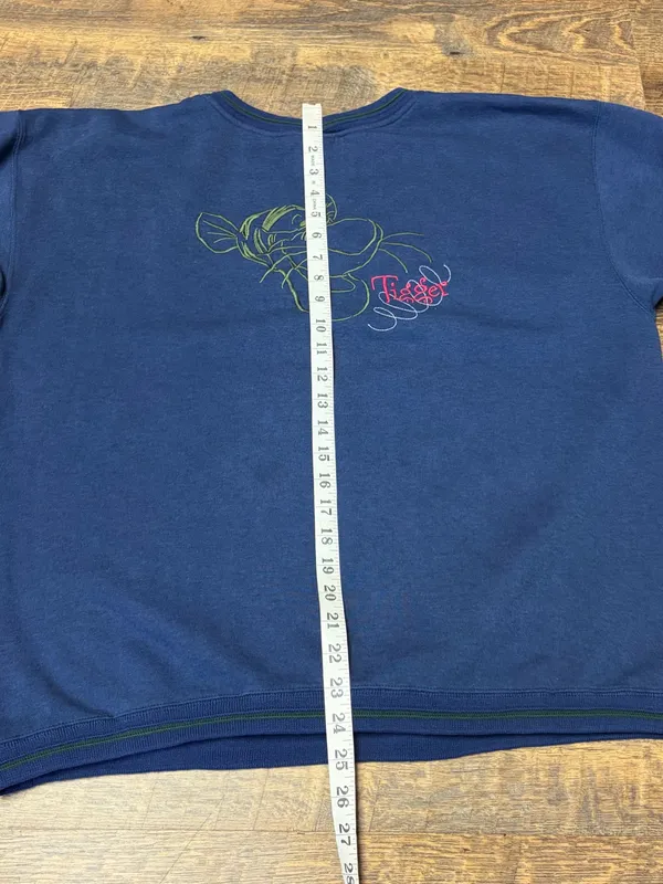 Vintage 90s POOH Disney Tigger Sweatshirt Womens XL Embroidered Navy Blue - Image 6