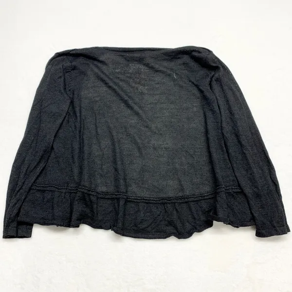 Charter Club Ruffle Hem Open Front Cardigan Womens Size M Black Ramie Rayon Knit - Image 6