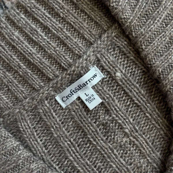 Croft & Barrow Short Sleeve Cardigan L Brown Cable Knit Sweater Boho Grandma Y2K - Image 4