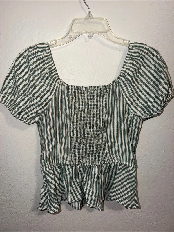 NEW Anthropologie E & M stripe top beach vacation cruise summer Button-Up Shirt - Image 3
