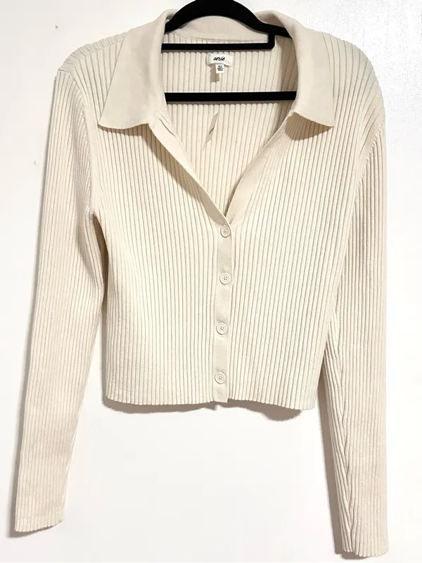 Aerie Gotta Jet! Polo Sweater Cardigan Large NWT - Image 4