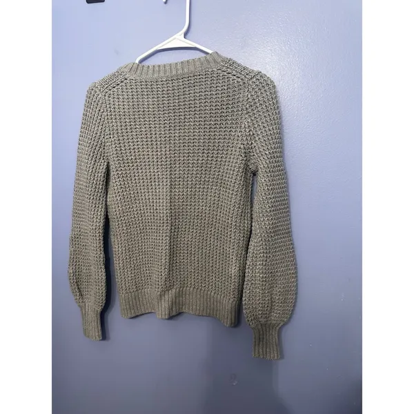 J.Crew‎ Womens Gray Textured 100% Cotton Waffle Knit V-Neck Sweater AK361 XS - Image 4