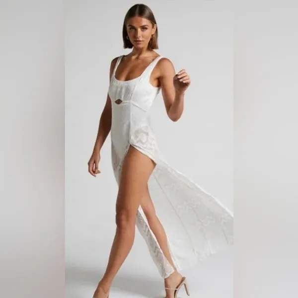 Showpo Cut‎ Out Slit Maxi Dress in White Size 4 - Image 2