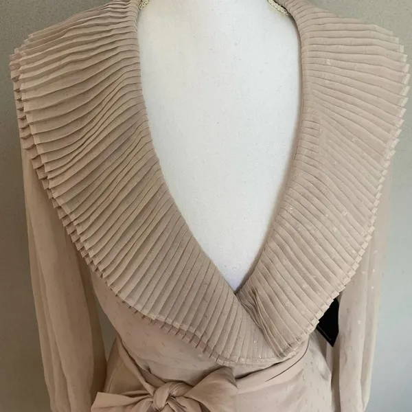 NWT Chrissy Teigen x Revolve Sands Ruffle Mini Wrap Dress, Blush/Ivory XS - Image 7