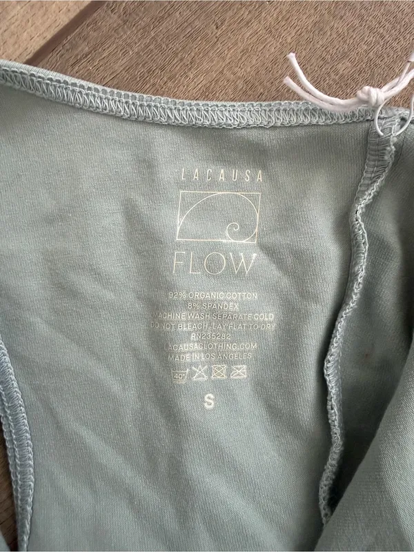 LACAUSA Flow Arya Sleeveless Open Back Organic Cotton Jumpsuit Sea Glass NWT S - Image 7
