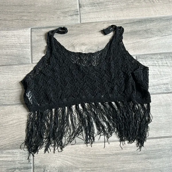 Forever 21 Black fringe tank top - Image 2