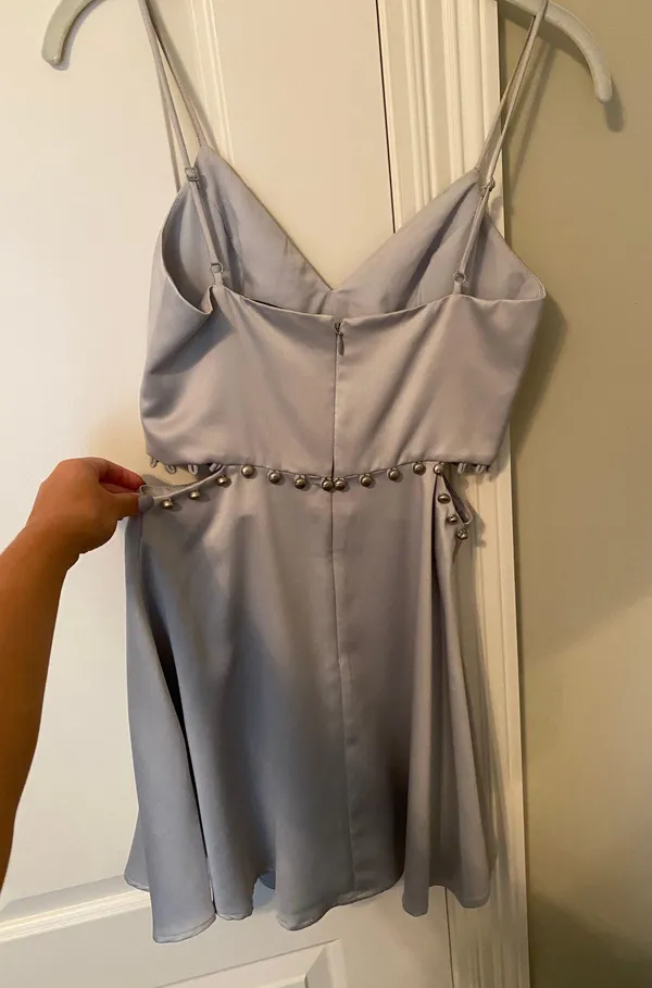 NBD Silver Satin Skater Dress - Image 7